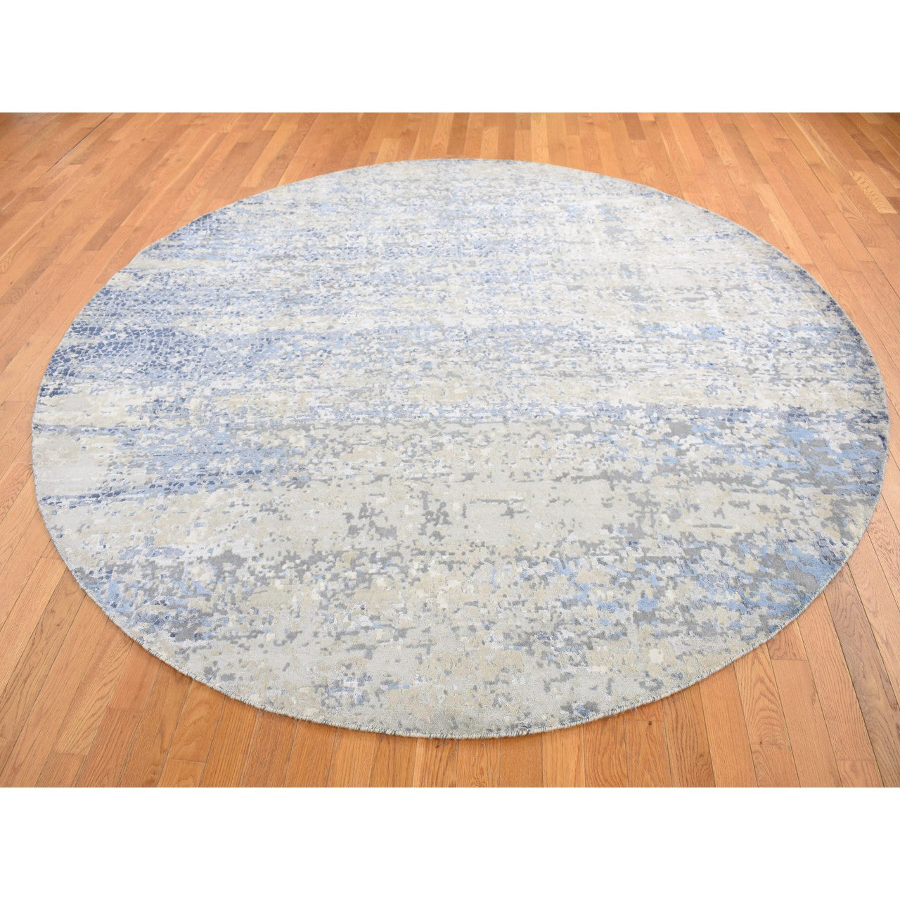 Modern and Contemporary Wool & Silk Hand Knotted Rug Blue No Border 8.10X8.10 -O087568