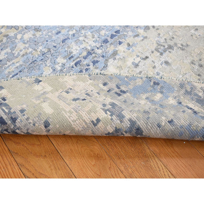 Modern and Contemporary Wool & Silk Hand Knotted Rug Blue No Border 8.10X8.10 -O087568