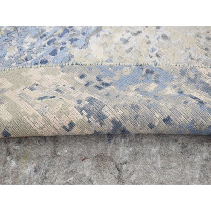 Modern and Contemporary Wool & Silk Hand Knotted Rug Blue No Border 8.10X8.10 -O087568