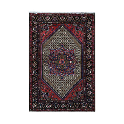 Persian Wool Hand Knotted Rug Brown Black 4.1X6.9 -O087574