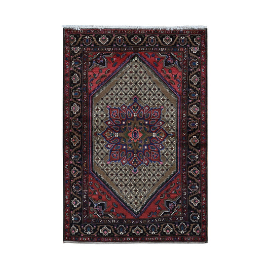 Persian Wool Hand Knotted Rug Brown Black 4.1X6.9 -O087574
