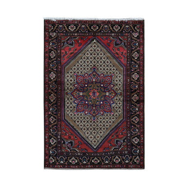 Persian Wool Hand Knotted Rug Brown Black 4.1X6.9 -O087574