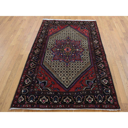 Persian Wool Hand Knotted Rug Brown Black 4.1X6.9 -O087574