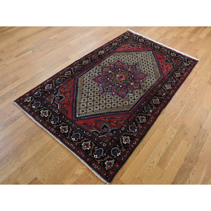 Persian Wool Hand Knotted Rug Brown Black 4.1X6.9 -O087574