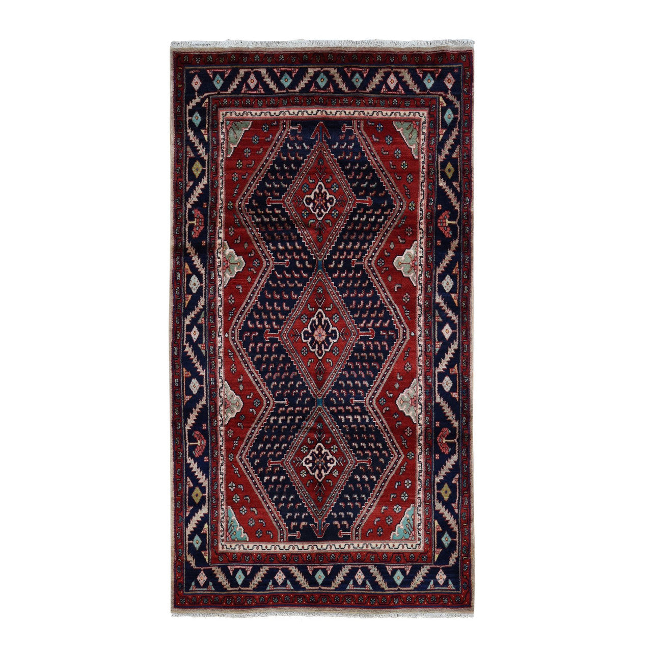 Red 5'1" x 9'7" Persian Hand knotted Wool Rug - Sku: O087575