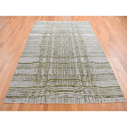 Modern and Contemporary Wool & Silk Hand Loomed Rug Grey No Border 9.9X14.2 -O087580