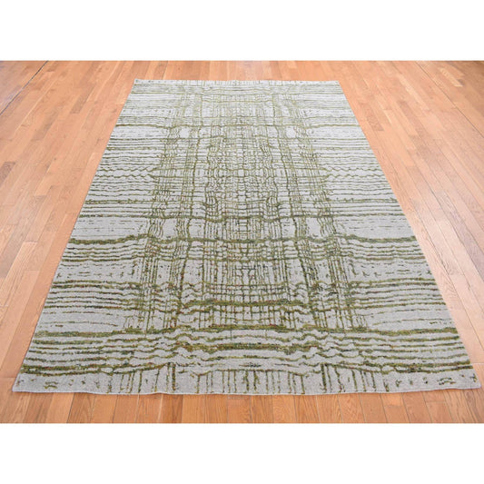 Modern and Contemporary Wool & Silk Hand Loomed Rug Grey No Border 9.9X14.2 -O087580