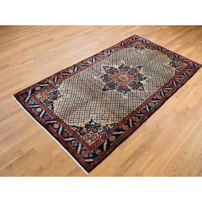 Persian Wool Hand Knotted Rug Beige Millennium Blue 5.2X9.8 -O087590