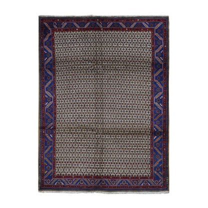 Persian Wool Hand Knotted Rug Brown Blue 6.8X9.1 -O087595