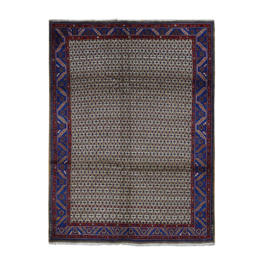 Persian Wool Hand Knotted Rug Brown Blue 6.8X9.1 -O087595