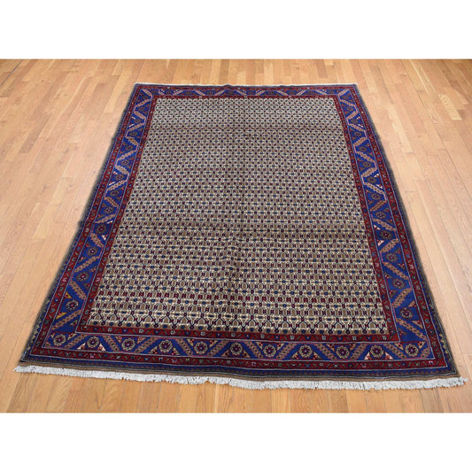 Persian Wool Hand Knotted Rug Brown Blue 6.8X9.1 -O087595