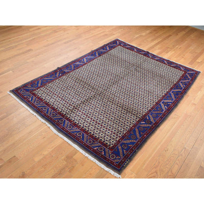 Persian Wool Hand Knotted Rug Brown Blue 6.8X9.1 -O087595
