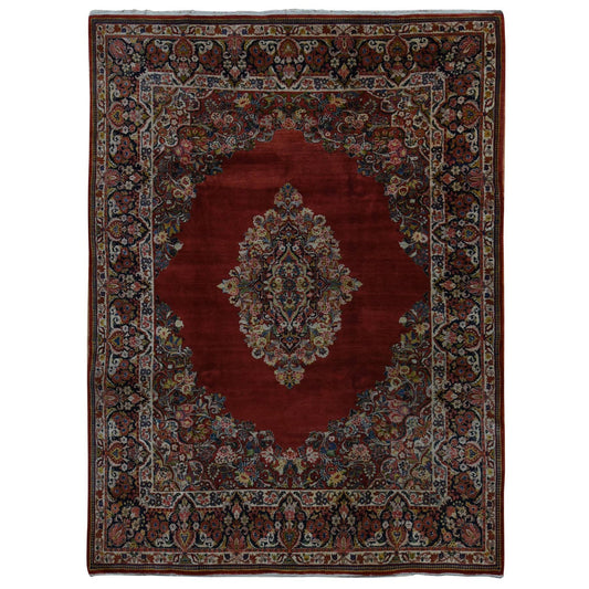 Persian Wool Hand Knotted Rug Red Millennium Blue 8.8X11.4 -O087600