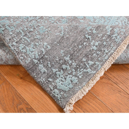 Transitional Wool & Silk Hand Knotted Rug Green No Border 3.0X4.10 -O087602