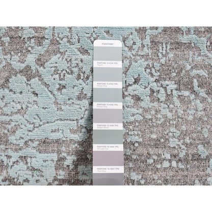 Transitional Wool & Silk Hand Knotted Rug Green No Border 3.0X4.10 -O087602