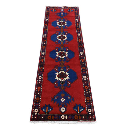 Persian Wool Hand Knotted Rug Red Blue 2.5X9.5 -O087603