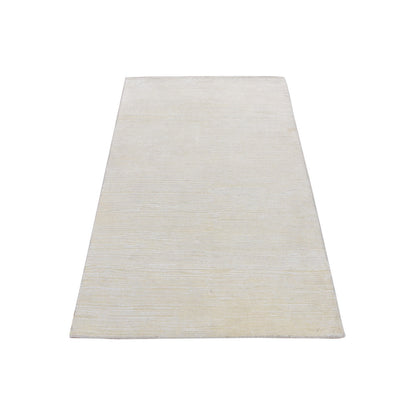 Modern and Contemporary Wool & Silk Hand Knotted Rug Ivory No Border 3.0X5.0 -O087604