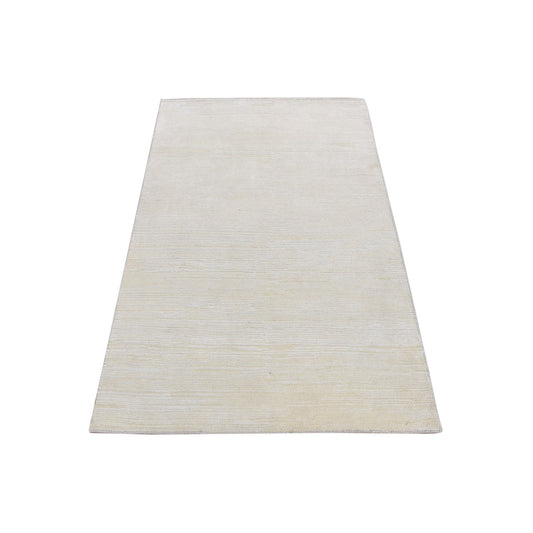 Modern and Contemporary Wool & Silk Hand Knotted Rug Ivory No Border 3.0X5.0 -O087604