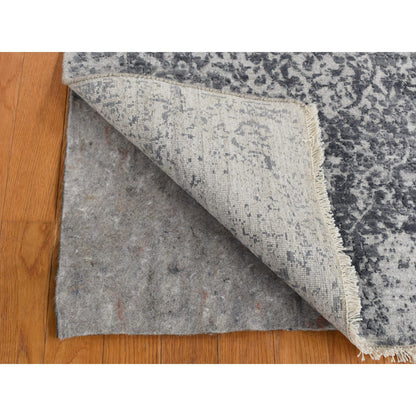 Transitional Wool & Pure Silk Hand Knotted Rug Grey No Border 3.0X4.10 -O087605