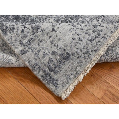 Transitional Wool & Pure Silk Hand Knotted Rug Grey No Border 3.0X4.10 -O087605