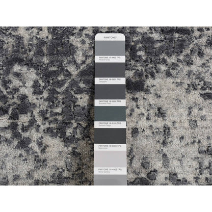 Transitional Wool & Pure Silk Hand Knotted Rug Grey No Border 3.0X4.10 -O087605