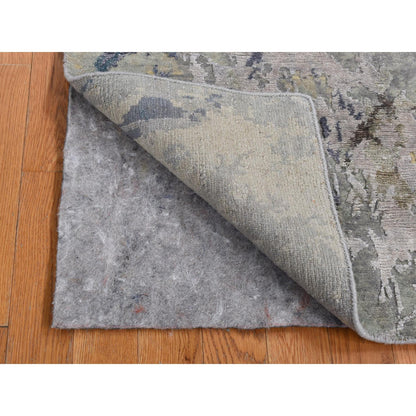 Modern and Contemporary Wool & Silk Hand Knotted Rug Grey No Border 3.0X5.0 -O087607