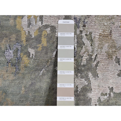 Modern and Contemporary Wool & Silk Hand Knotted Rug Grey No Border 3.0X5.0 -O087607