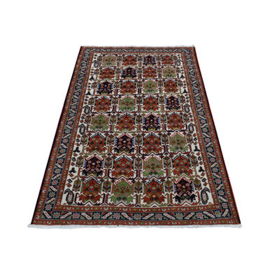Persian Wool Hand Knotted Rug Ivory Blue 3.10X5.10 -O087608