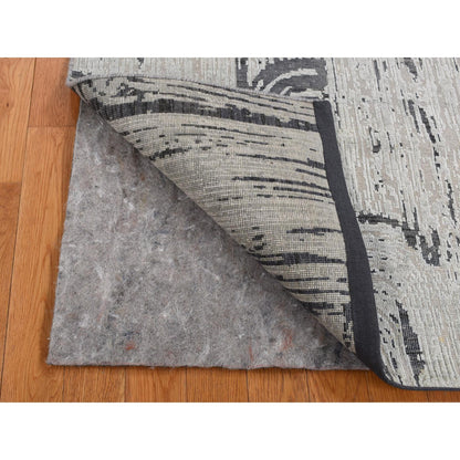 Modern and Contemporary Wool & Pure Silk Hand Knotted Rug Grey No Border 3.0X5.6 -O087609