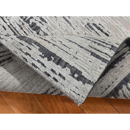 Modern and Contemporary Wool & Pure Silk Hand Knotted Rug Grey No Border 3.0X5.6 -O087609