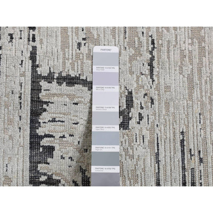 Modern and Contemporary Wool & Pure Silk Hand Knotted Rug Grey No Border 3.0X5.6 -O087609
