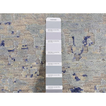 Transitional Wool & Silk Hand Knotted Rug Blue No Border 3.0X4.10 -O087610