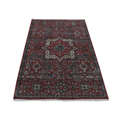 Mamluk Wool Hand Knotted Rug Red Gray 3.10X6.0 -O087611