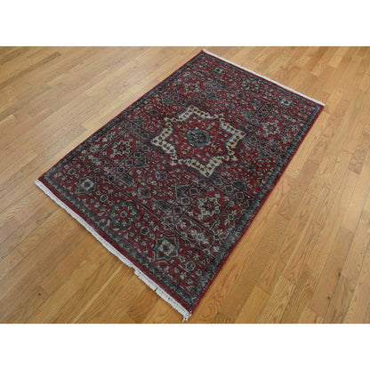 Mamluk Wool Hand Knotted Rug Red Gray 3.10X6.0 -O087611