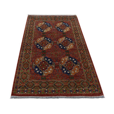 Tribal & Geometric Wool Hand Knotted Rug Red Red 4.1X6.2 -O087613