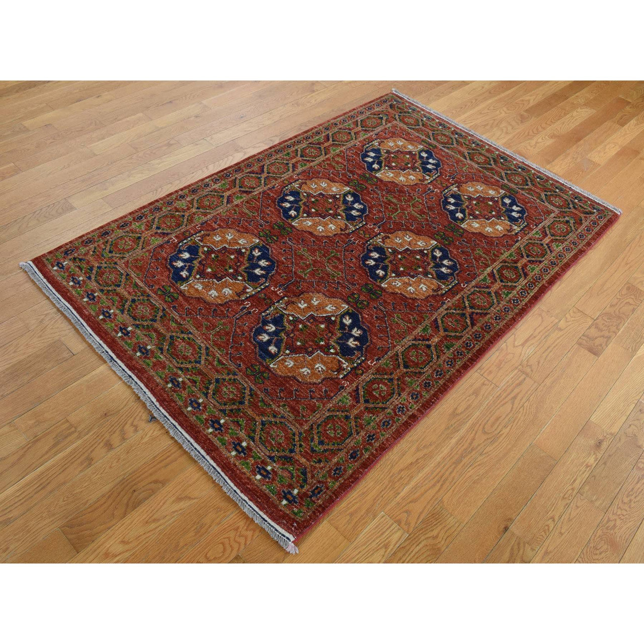 Tribal & Geometric Wool Hand Knotted Rug Red Red 4.1X6.2 -O087613