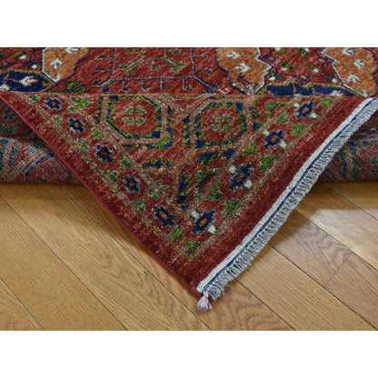 Tribal & Geometric Wool Hand Knotted Rug Red Red 4.1X6.2 -O087613