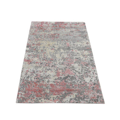 Modern and Contemporary Wool & Silk Hand Knotted Rug Pink No Border 3.0X4.9 -O087614