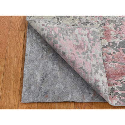 Modern and Contemporary Wool & Silk Hand Knotted Rug Pink No Border 3.0X4.9 -O087614