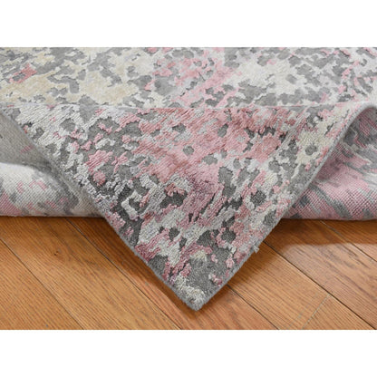 Modern and Contemporary Wool & Silk Hand Knotted Rug Pink No Border 3.0X4.9 -O087614