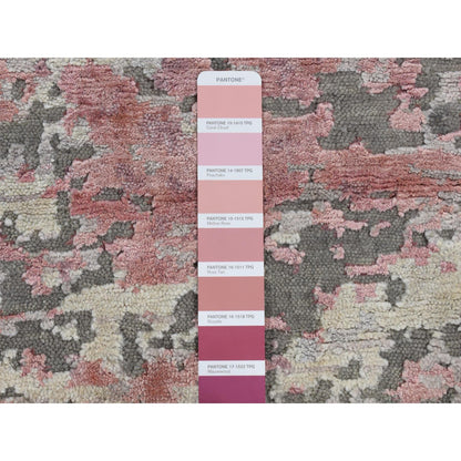 Modern and Contemporary Wool & Silk Hand Knotted Rug Pink No Border 3.0X4.9 -O087614