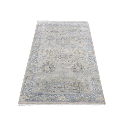 Modern and Contemporary Wool & Pure Silk Hand Knotted Rug Blue Blue 3.0X5.3 -O087615