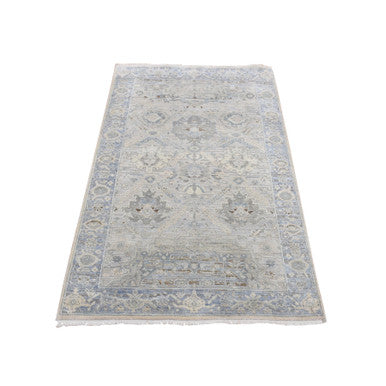 Modern and Contemporary Wool & Pure Silk Hand Knotted Rug Blue Blue 3.0X5.3 -O087615