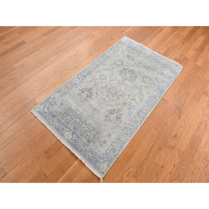 Modern and Contemporary Wool & Pure Silk Hand Knotted Rug Blue Blue 3.0X5.3 -O087615