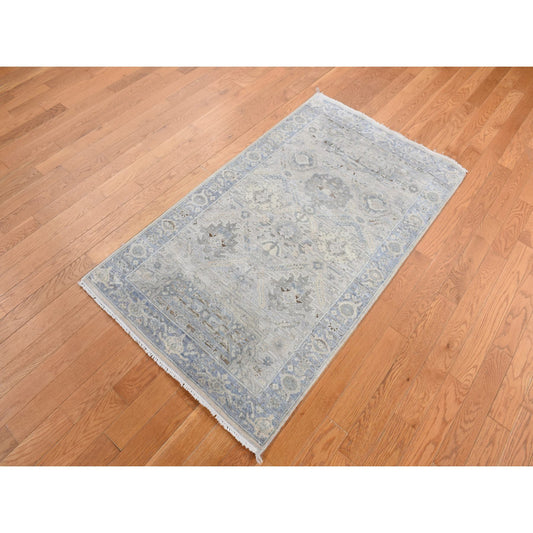 Modern and Contemporary Wool & Pure Silk Hand Knotted Rug Blue Blue 3.0X5.3 -O087615