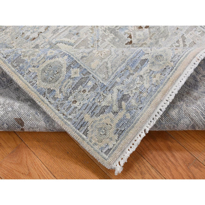 Modern and Contemporary Wool & Pure Silk Hand Knotted Rug Blue Blue 3.0X5.3 -O087615