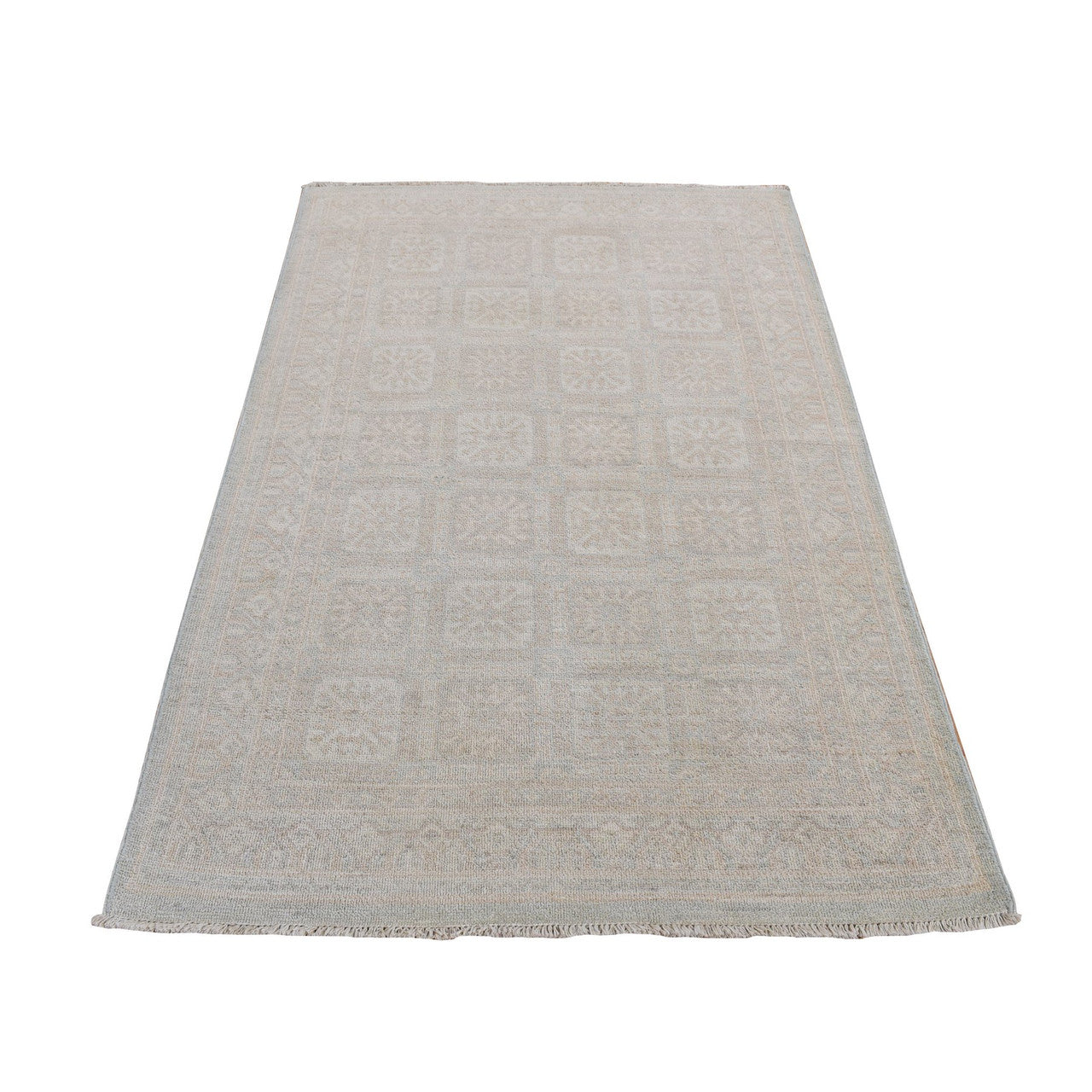 Beige 4'0" x 6'0" Khotan and Samarkand Color Hand knotted Wool Rug - Sku: O087616