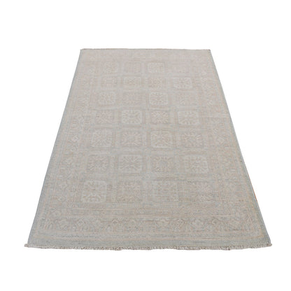 Khotan and Samarkand Wool Hand Knotted Rug Beige Cream Color 4.0X6.0 -O087616