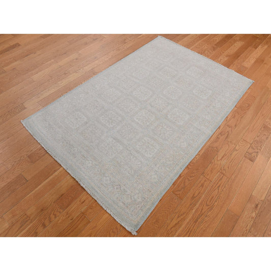 Khotan and Samarkand Wool Hand Knotted Rug Beige Cream Color 4.0X6.0 -O087616