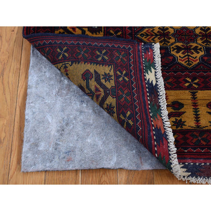 Tribal & Geometric Wool Hand Knotted Rug Red Yellow 3.0X10.2 -O087617